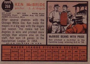 1962 Topps #268 Ken McBride Back