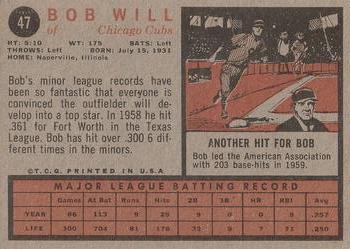 1962 Topps #47 Bob Will Back