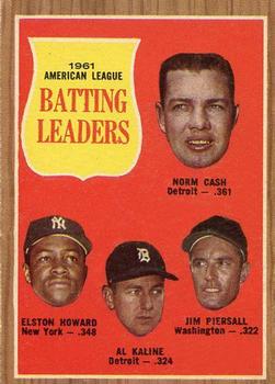 1962 Topps #51 1961 American League Batting Leaders (Norm Cash / Elston Howard / Al Kaline / Jim Piersall) Front