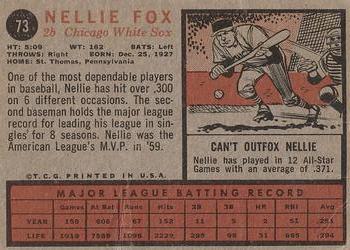 1962 Topps #73 Nellie Fox Back