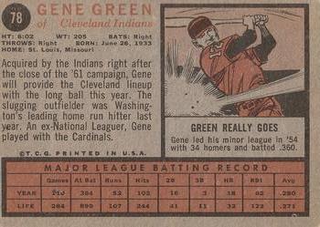 1962 Topps #78 Gene Green Back