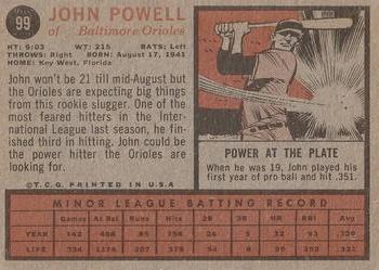 1962 Topps #99 John Powell Back