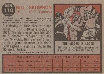 1962 Topps #110 Bill Skowron Back