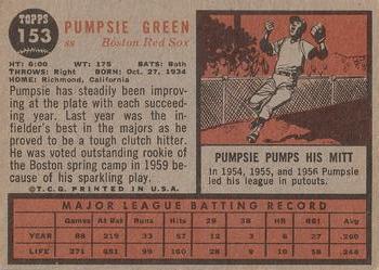 1962 Topps #153 Pumpsie Green Back