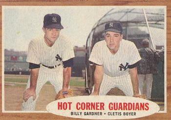 1962 Topps #163 Hot Corner Guardians (Clete Boyer / Billy Gardner) Front