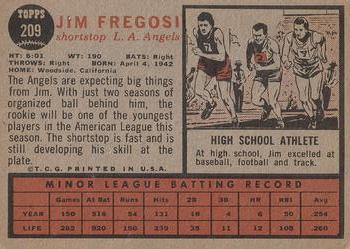 1962 Topps #209 Jim Fregosi Back