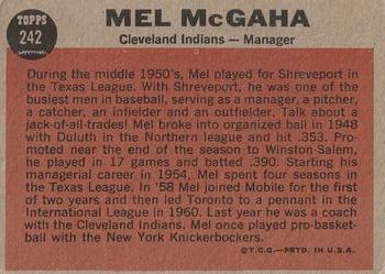 1962 Topps #242 Mel McGaha Back