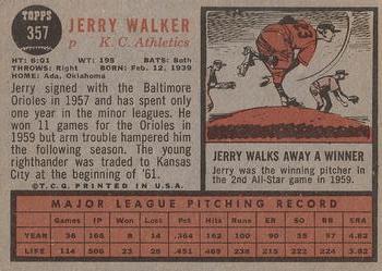 1962 Topps #357 Jerry Walker Back