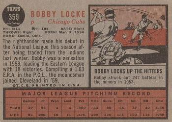 1962 Topps #359 Bobby Locke Back