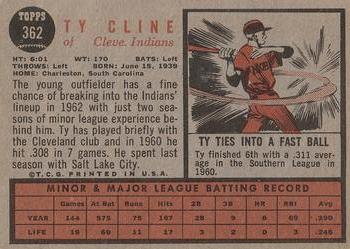 1962 Topps #362 Ty Cline Back