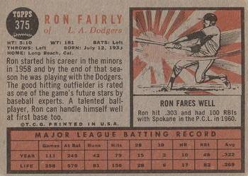 1962 Topps #375 Ron Fairly Back