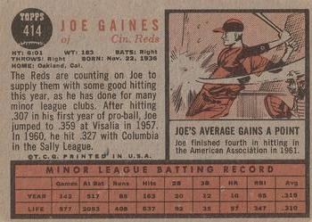 1962 Topps #414 Joe Gaines Back