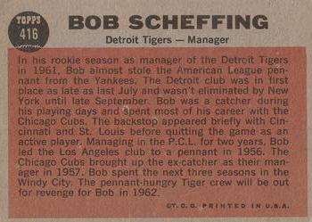 1962 Topps #416 Bob Scheffing Back
