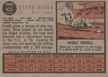 1962 Topps #422 Steve Bilko Back