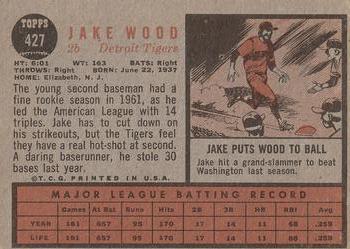1962 Topps #427 Jake Wood Back