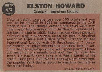 1962 Topps #473 Elston Howard Back