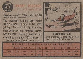 1962 Topps #477 Andre Rodgers Back