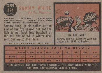 1962 Topps #494 Sammy White Back