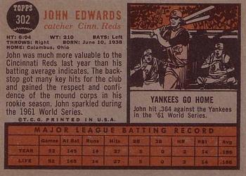 1962 Topps #302 John Edwards Back