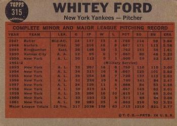 1962 Topps #315 Ford Tosses A Curve Back