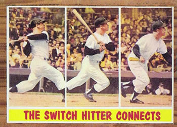 1962 Topps #318 The Switch Hitter Connects Front