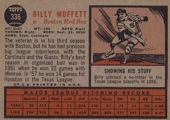 1962 Topps #336 Billy Muffett Back