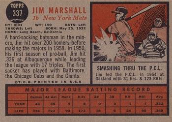 1962 Topps #337 Jim Marshall Back