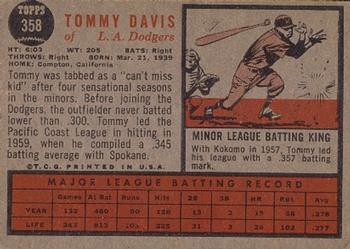 1962 Topps #358 Tommy Davis Back