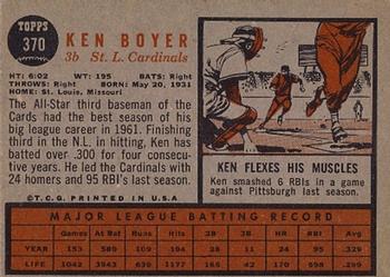 1962 Topps #370 Ken Boyer Back