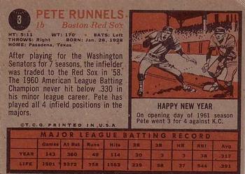 1962 Topps #3 Pete Runnels Back