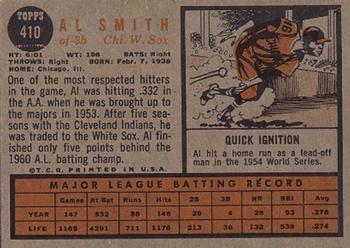 1962 Topps #410 Al Smith Back