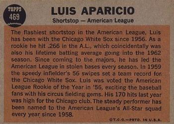 1962 Topps #469 Luis Aparicio Back