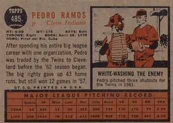 1962 Topps #485 Pedro Ramos Back