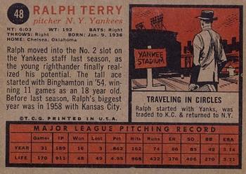 1962 Topps #48 Ralph Terry Back