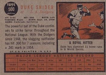 1962 Topps #500 Duke Snider Back