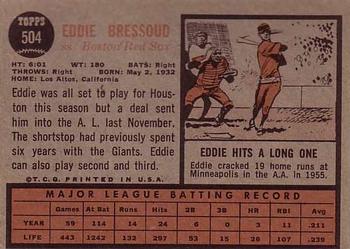 1962 Topps #504 Eddie Bressoud Back