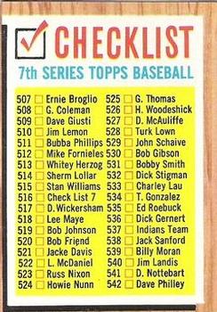 1962 Topps #516 7th Series Checklist: 507-598 Front