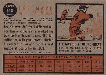 1962 Topps #518 Lee Maye Back