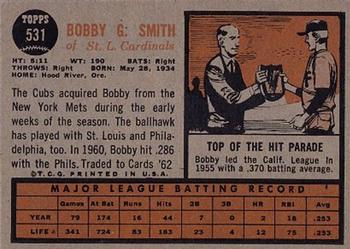1962 Topps #531 Bobby G. Smith Back