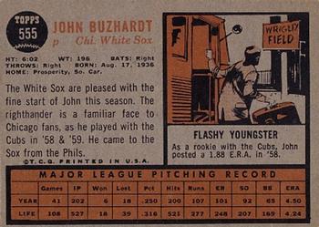 1962 Topps #555 John Buzhardt Back