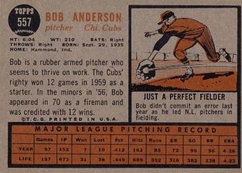 1962 Topps #557 Bob Anderson Back
