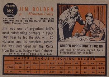 1962 Topps #568 Jim Golden Back