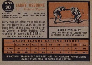 1962 Topps #583 Larry Osborne Back