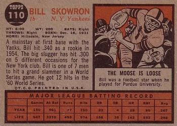 1962 Topps #110 Bill Skowron Back