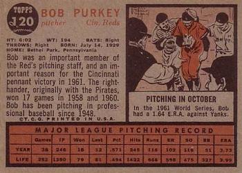 1962 Topps #120 Bob Purkey Back