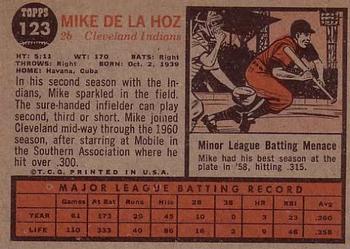 1962 Topps #123 Mike de la Hoz Back