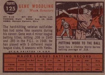 1962 Topps #125 Gene Woodling Back