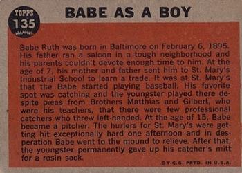 1962 Topps #135 Babe as a Boy Back