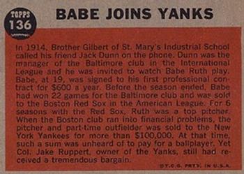 1962 Topps #136 Babe Joins the Yanks Back