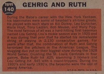 1962 Topps #140 Gehrig and Ruth Back